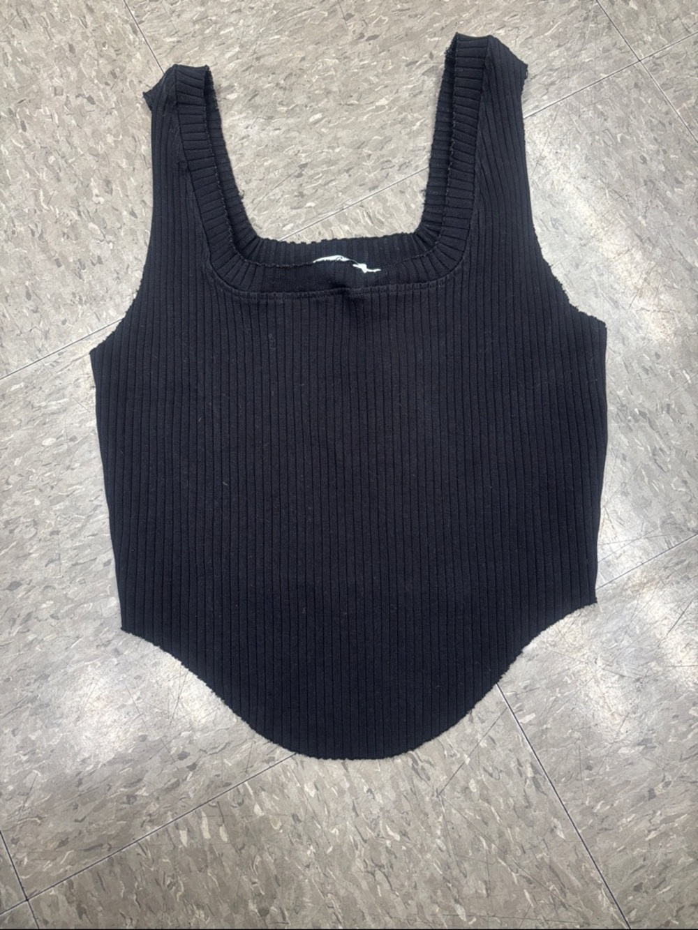 Cotton Citizen Ibiza Black Ribbed Square-Neck Tank